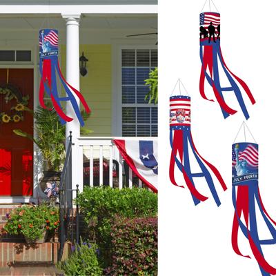 Manga de viento de la bandera americana para el Día de la Independencia, decoraciones colgantes al aire libre estrellas rayas banderas de Estados Unidos decoración patriótica