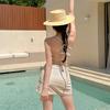 Women's Japanese & Korean Fashion Swimsuit: Simple, Sexy Skirt Style, Small Bust Enhancement, Conservative Beachwear.