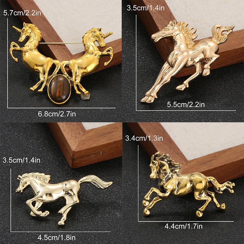 1Pc Cloth Decoration Fresh Horse Brooch Exquisite Metal Brooch Gift Zinc Alloy