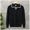 Korean Style Fashion Brand Rhombus Jacquard Lapel Polo Shirt Ruan Handsome Bottoming Long-Sleeved Sweater Hong Kong Style New