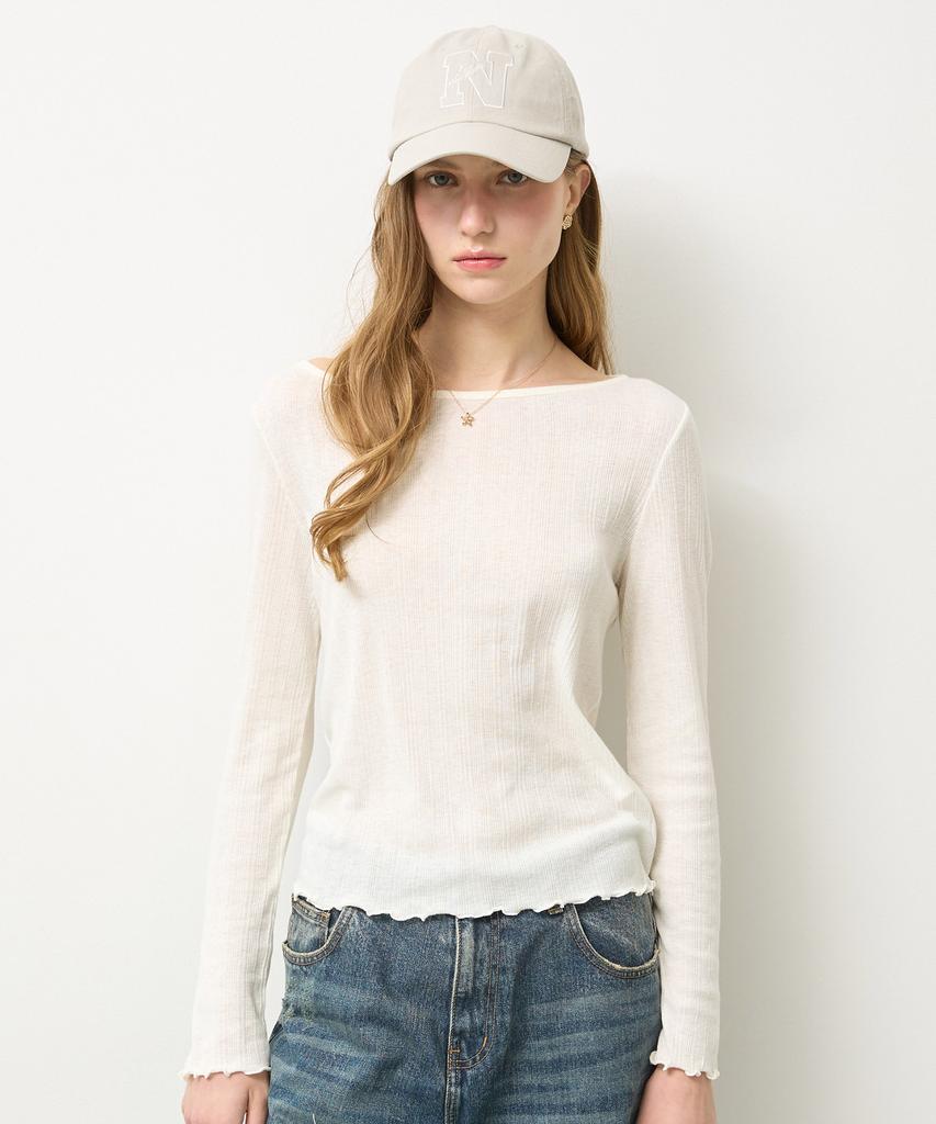 Nyuluki Slim Fit Boat Neck T-Shirt _Ivory