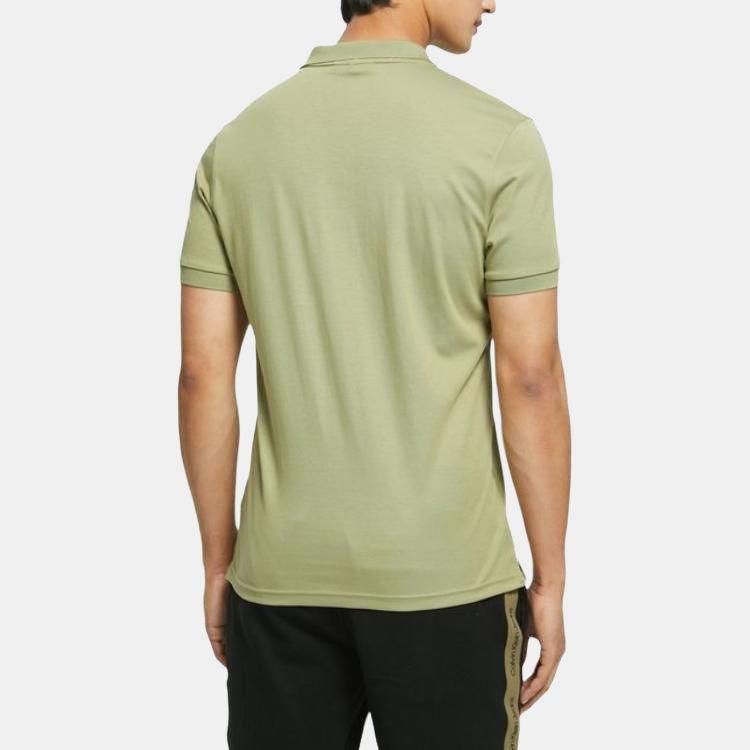 Calvin Klein Gummiertes Logo Atmungsaktiver Kragen Kurzarm Poloshirt Herren Oberteile Dunkelgrün J320088-L9F