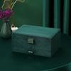 Lockable Three-Layer Velvet Jewelry Box with Earring, Ring, and Bracelet Storage
