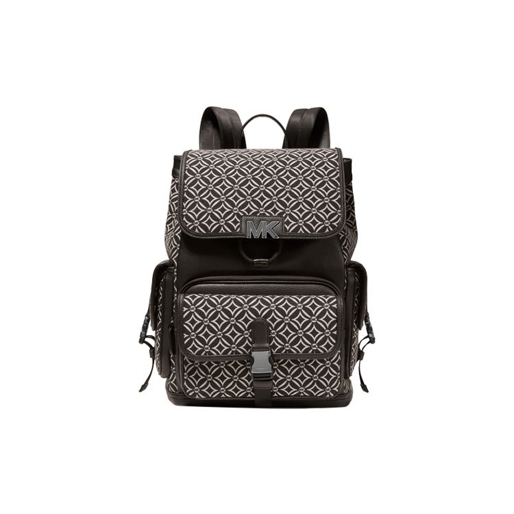 

Michael Kors MK Hudson Vintage Jacquard Diamond Print Large Capacity Backpack Men backpack Black Cream 33F2LHDB5O-067 Basic Set (Bag+Tag)