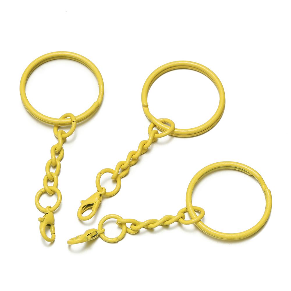 10pcs 25mm Colored Keyrings With Chains Lobster Clasps For DIY Jewelry Making Key Ring Connector Hooks Bags Buckle Accessories