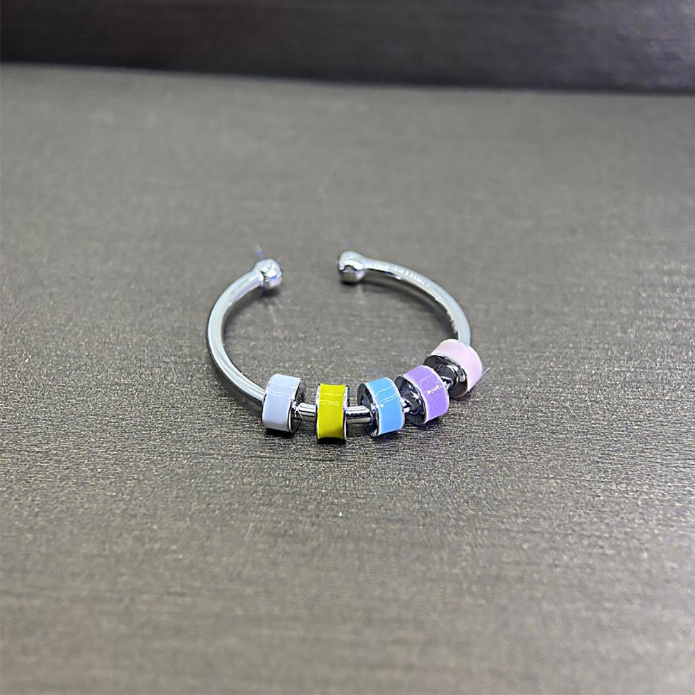 Rotační smaltovaný prsten 316L nerezová ocel Úzkostný prsten na prst s korálky Otevřený prsten Prsten pro úlevu od úzkosti pro ženy dívky