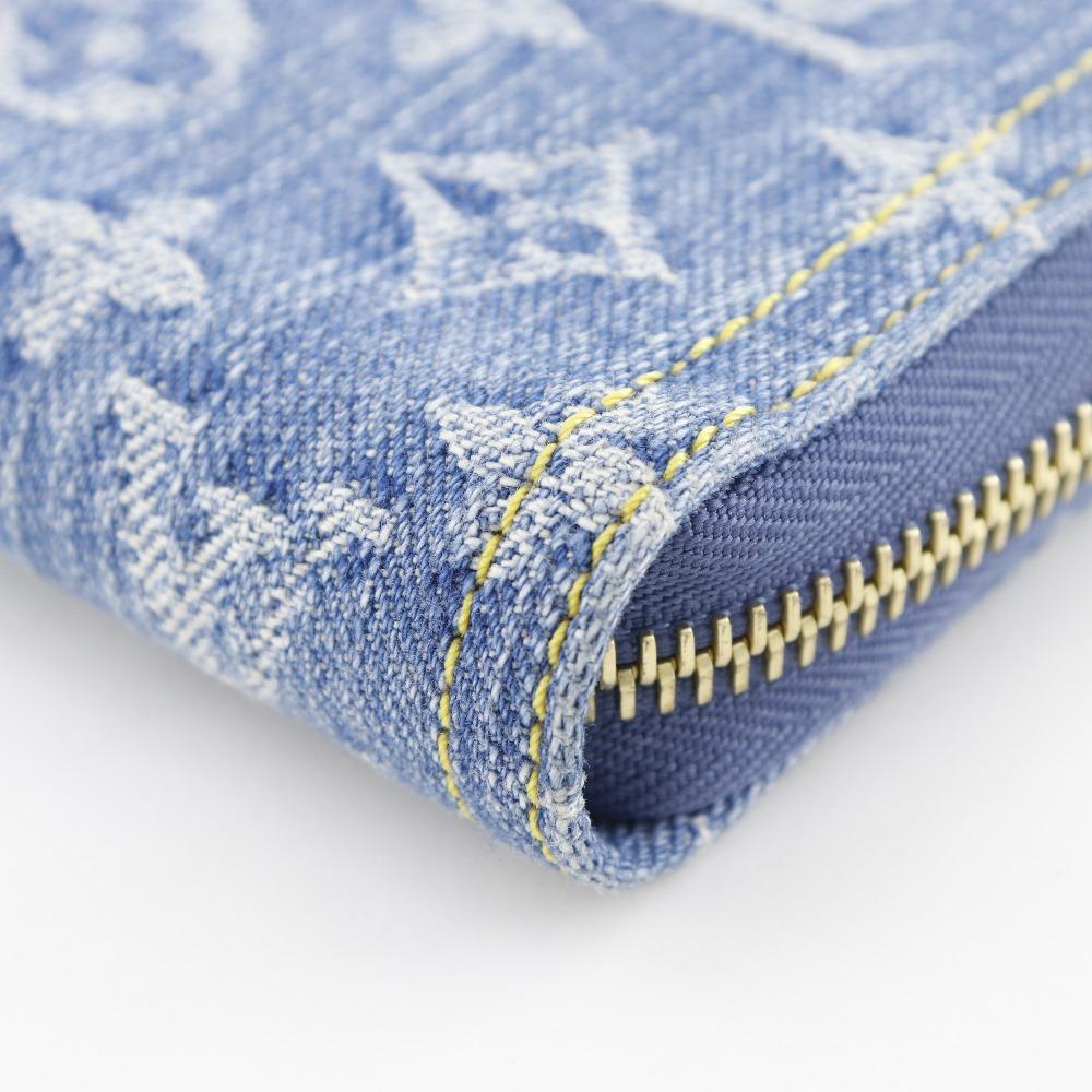 Louis Vuitton Zippy Wallet Purse M82958 Blue Monogram Denim Unisex Used