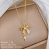 Stainless Steel Copper Micro-Inlaid Natural Stone Heart Fashion Light Luxury Elegant Electroplated Sporty Unisex Necklace