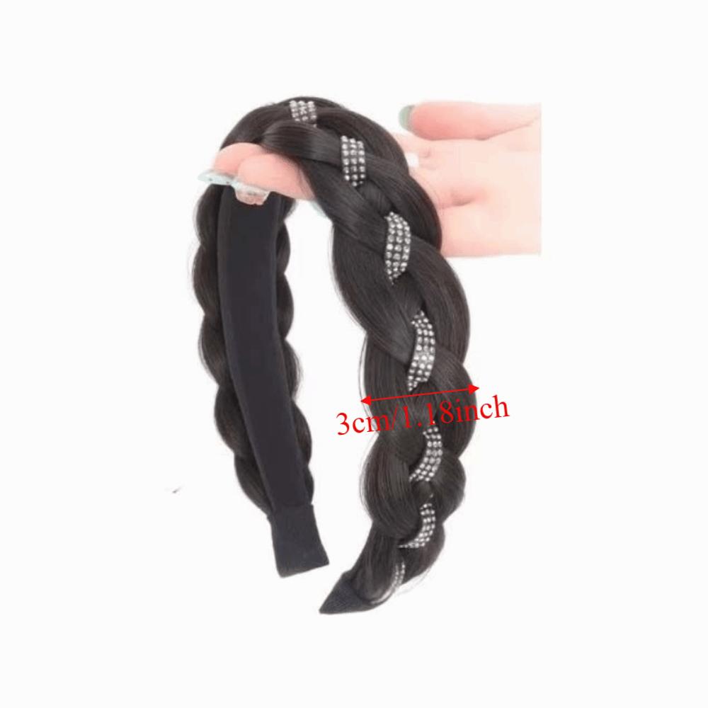 Synthetic Rhinestones Twist Braided Hairband Elegant Fishbone Braids Hair Bands  Party