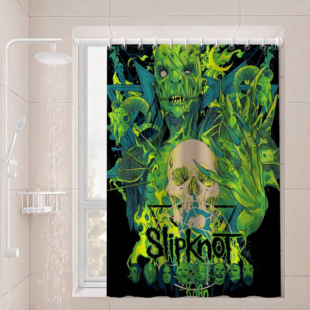 S-Slipknot Rock Logo Waterproof Fabric Shower Curtain Bathroom Decoration Curtain Home Hawaiian Style Shower Curtain