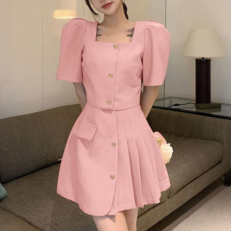 ZANZEA Women Casual Short Sleeve Blouse and Short Skirts Elegant Two Piece Suit Sets