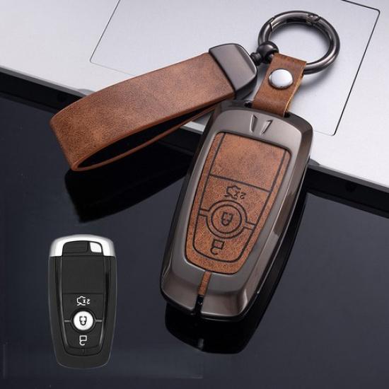 Zinc Alloy Leather Car Key Case Cover For Lincoln MKC Continental MKZ Navigator