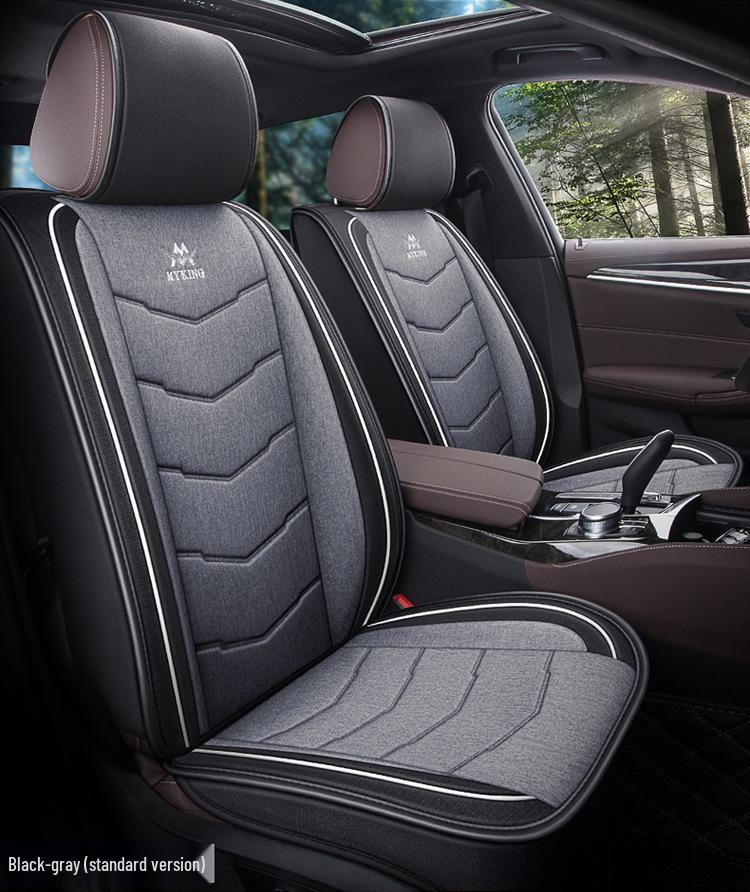 Full Coverage Linen Cartoon Panda Car Seat Cushion - Universal Fit, 2020