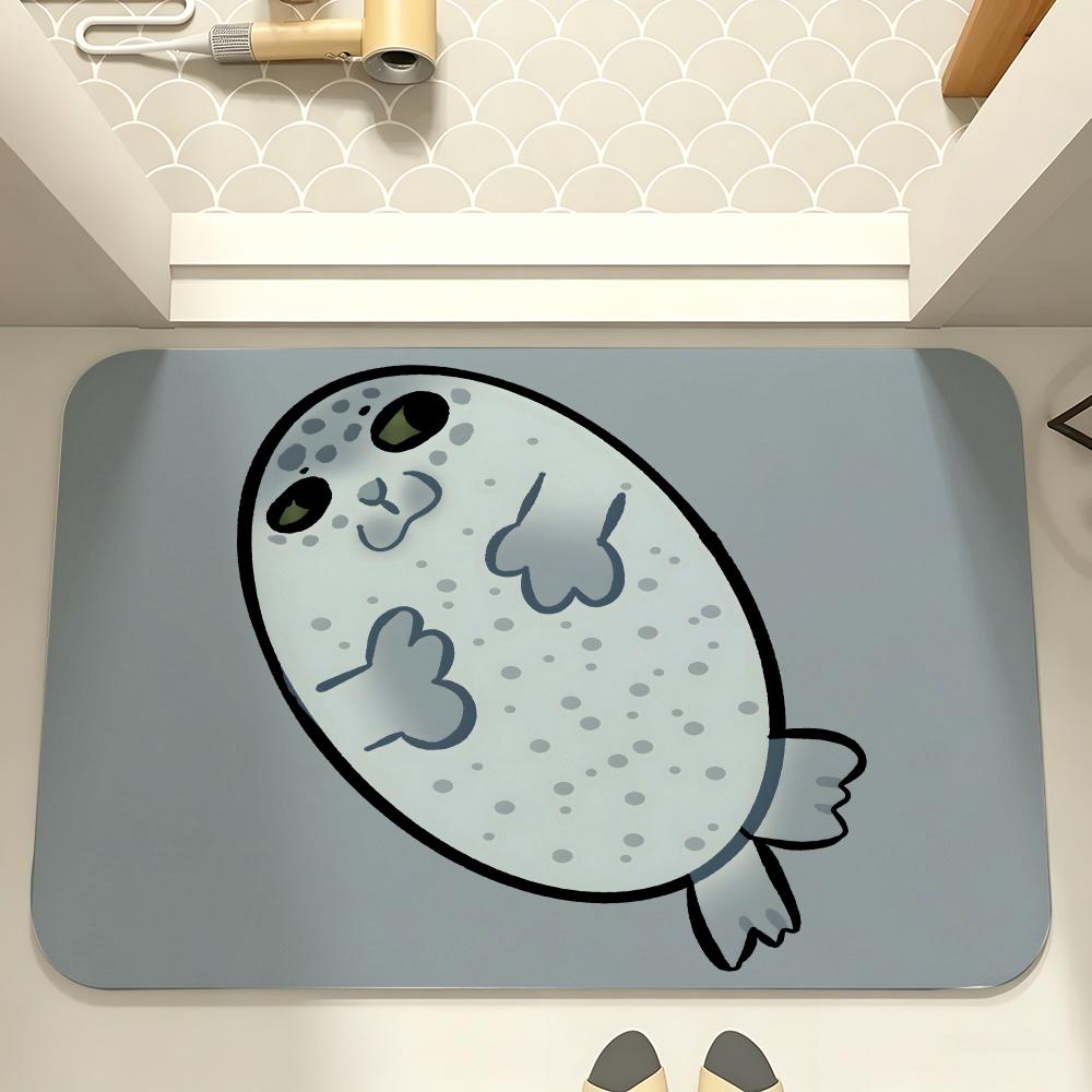 Cute Round Face Seal Floor Mat carpet diatom mud bathroom quick-drying absorbent floor mat household bathroom