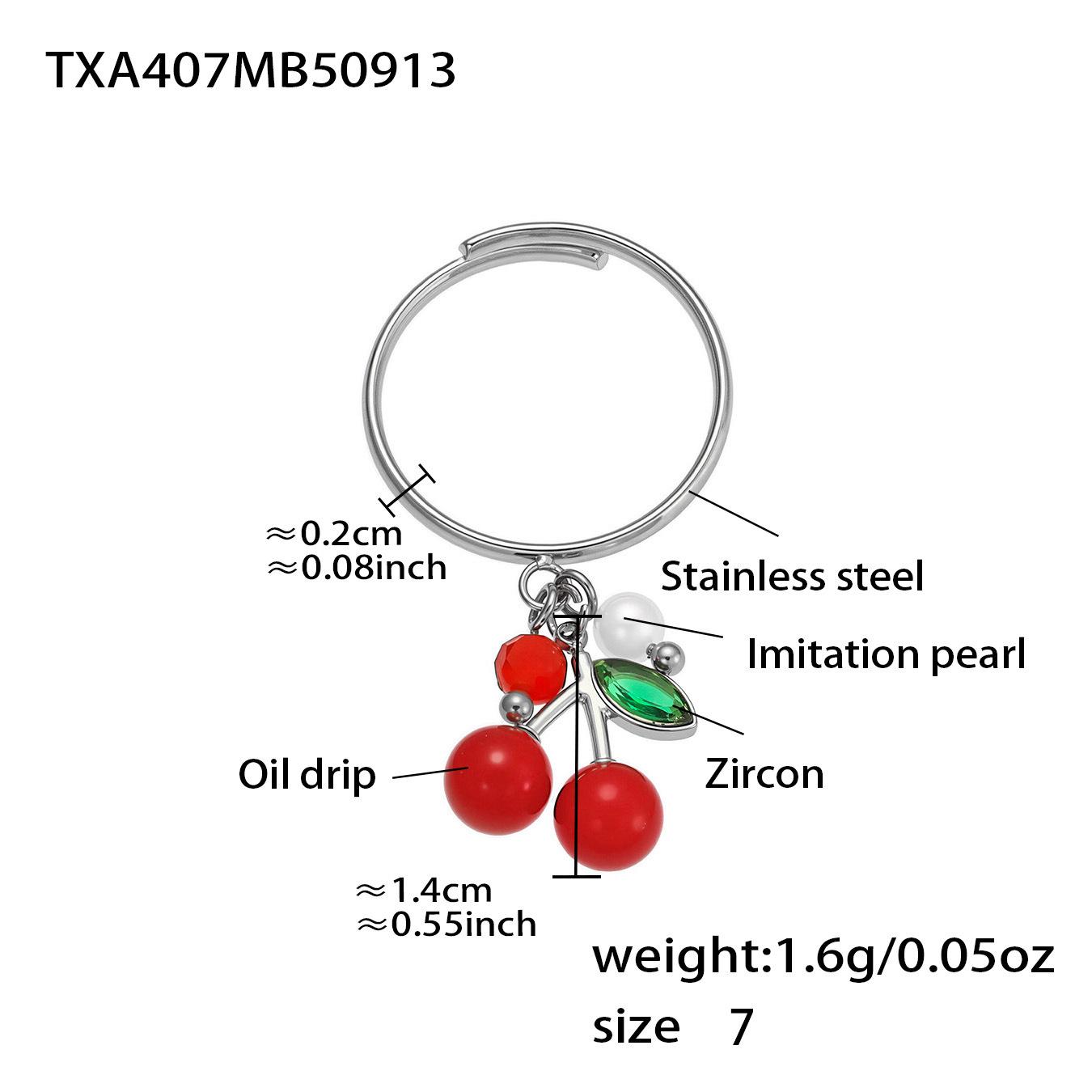 Qiong Yao 18k Gold-Plated Cherry Pendant Jewelry Set with Stainless Steel and Colored Enamel
