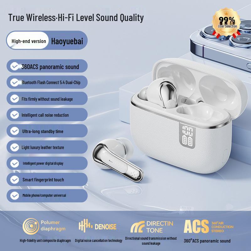 

Q77 2025 Noise-Cancelling Wireless Bluetooth Headphones: Long Battery Life, High Sound Quality, In-Ear Sports Design, Stylish Model NE109. білий