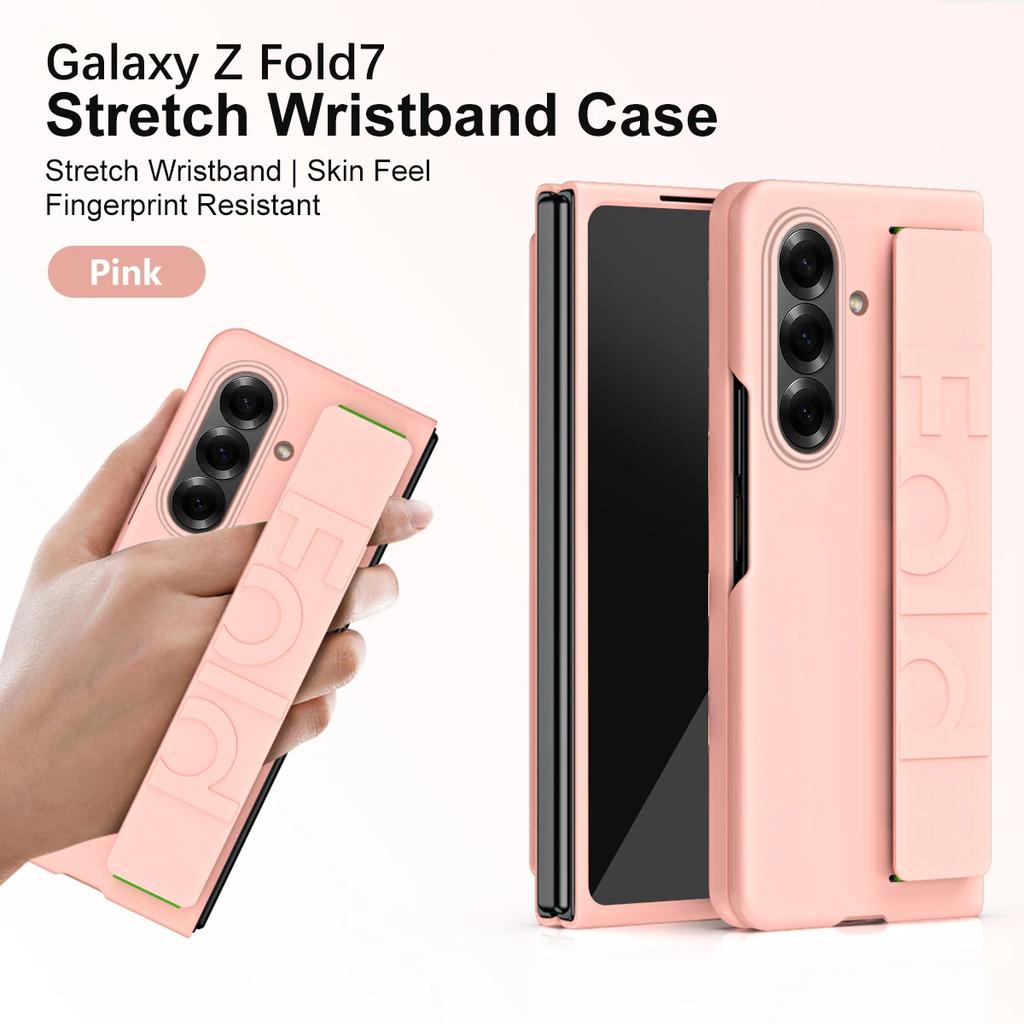 Luxury Soft Silicone Wrist Strap Bracket Phone Case For Samsung Galaxy Z Fold 7 6 5 4 3 2 Ultra Thin Matte Hard Protection Cover