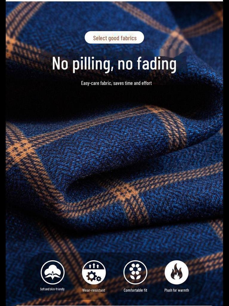 Men’s Plaid Long-Sleeve Shirt, Thickened and Non-Iron, Perfect for Casual or Business Wear In Autumn and Winter