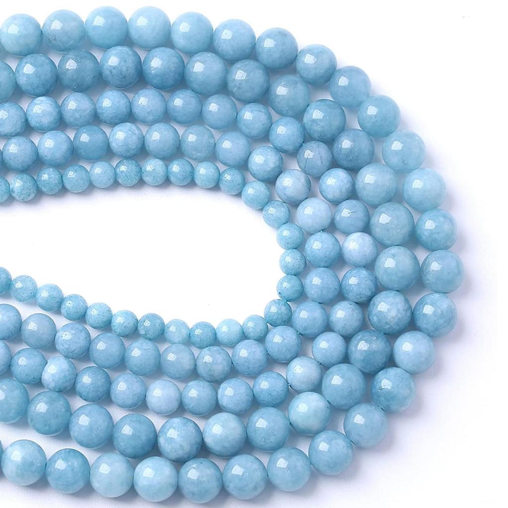 Blue Aquamarine Jade Loose Beads 4/6/8/10/12mm for Jewelry Making DIY Bracelets Accessories