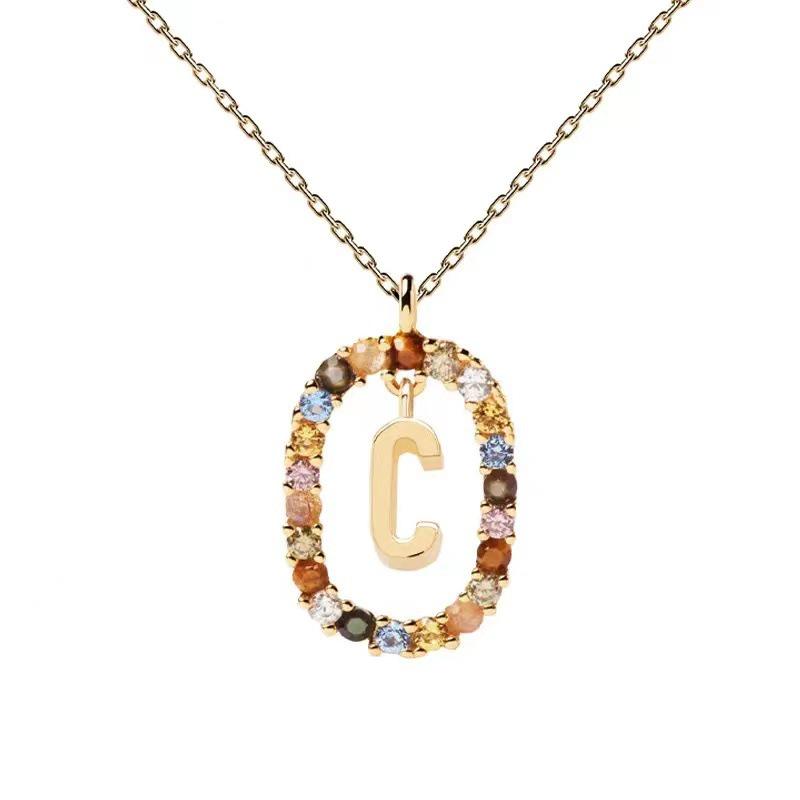 European & American Spanish Zircon Alphabet Necklace - Stylish Clavicle Chain Pendant