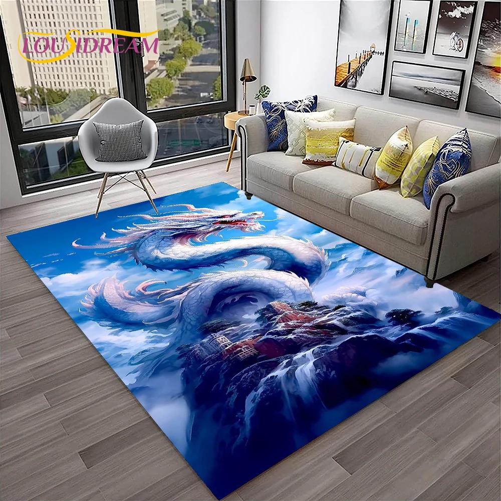 3D Chiński Smok Mit Sztuka Kreskówka Dywanik Dywan do Domu Salon Sypialnia Sofa Wycieraczka Dekor, Dywanik do Zabawy dla Dzieci Antypoślizgowa Mata Podłogowa