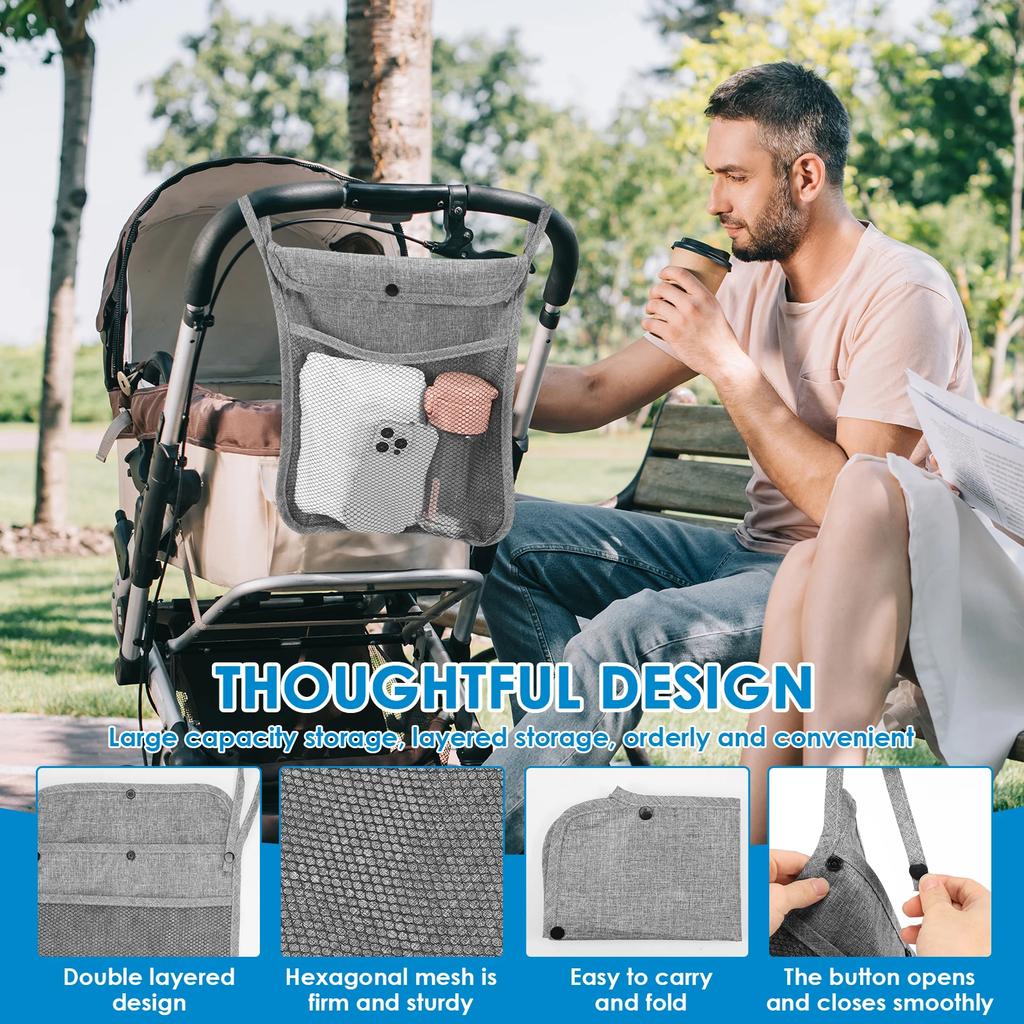 Baby Stroller Hanging Storage Bag Infant Product hanging Organizers Portable Large Capacity Double Pockets Mesh bags for Mummy
