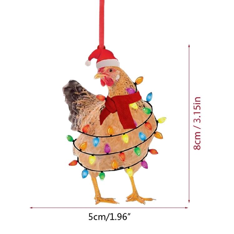 Christmas Scarf Chicken Pendant Wood Party Front Door Decoration Gift
