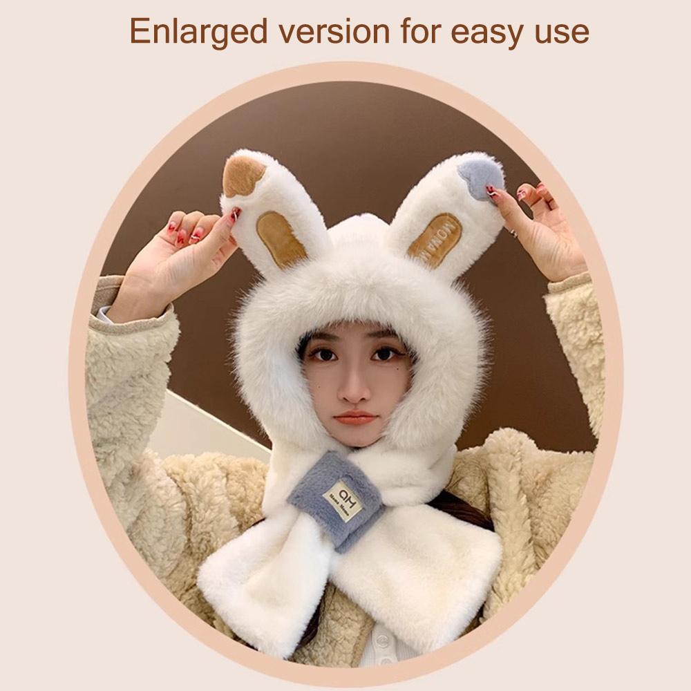 Windproof Integrated Hat Scarf Set Soft Cozy Russian Hat  for Women