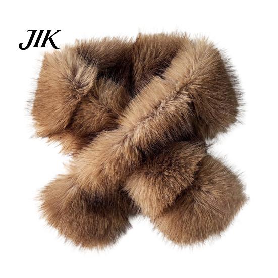 Thermisches Nackenwärmer für den Winter Faux Nerz Wickelschal Damen, Doppelseitiger Plüsch-Wärmer, Modischer Dicker Pelzkragen, Luxuriös Weiches Herbst-Damen