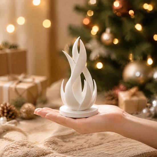 Moderní socha do obývacího pokoje 3D tištěná abstraktní socha plamene, minimalistické zkroucené umění, dekorativní měkký bytový doplněk, soška na stůl a