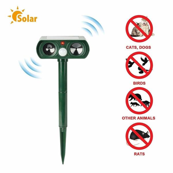 Ultraschall-Solar-Schädlingsvertreiber, Tierschädlings-Mausvertreiber, Sensor, Garten, Vogel-, Katzen- und Hundeabwehr, hält Tiere fern