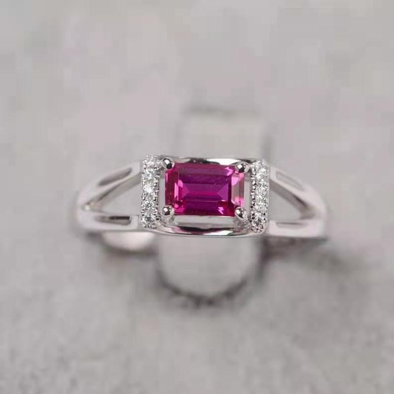 Factory Red Blue Zircon Copper Diamond Ring Popular Engagement Jewelry