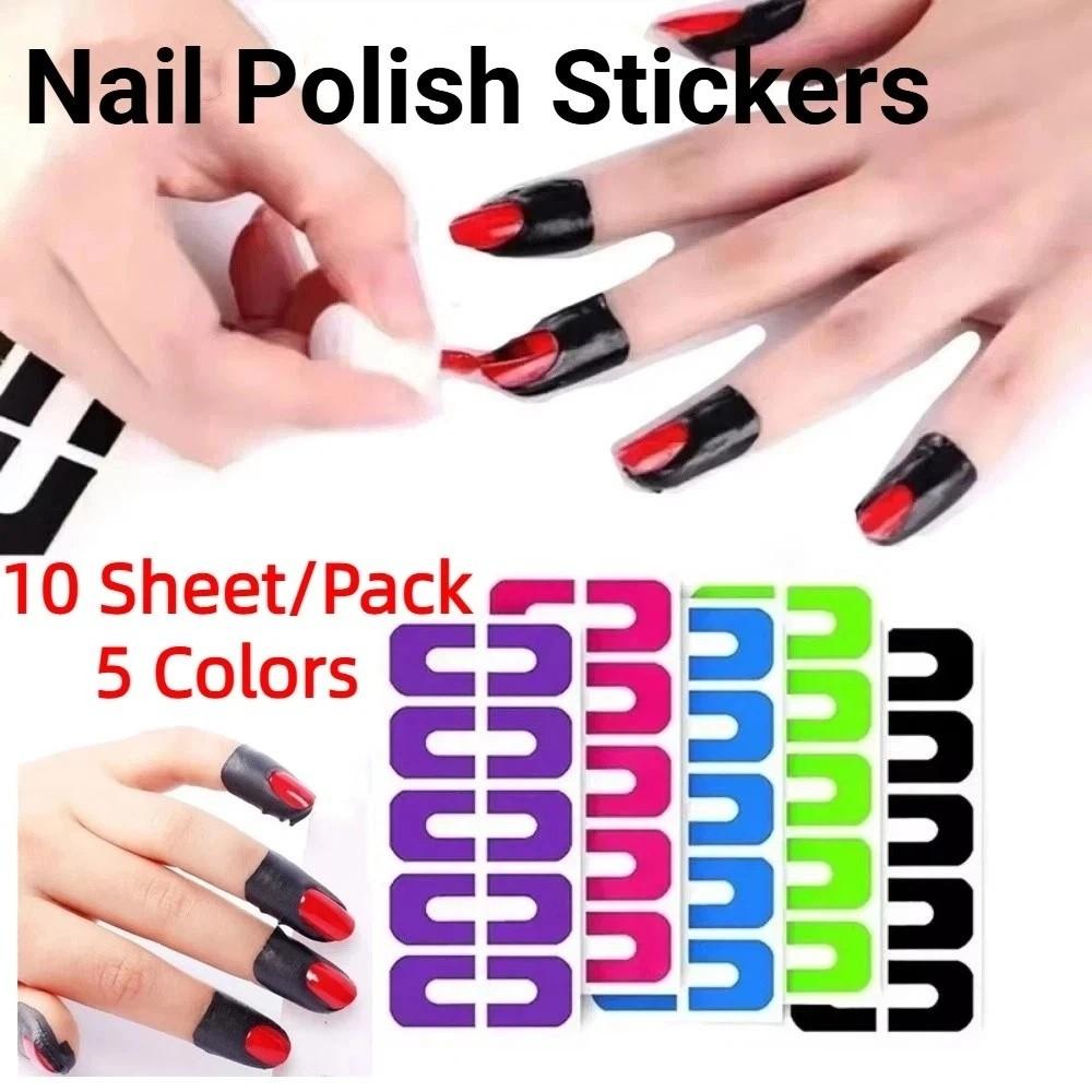 100Pcs U-Shape U-shaped Finger Grip Sticker Stripping Tape Anti-Overflow Tape Manicure Tool