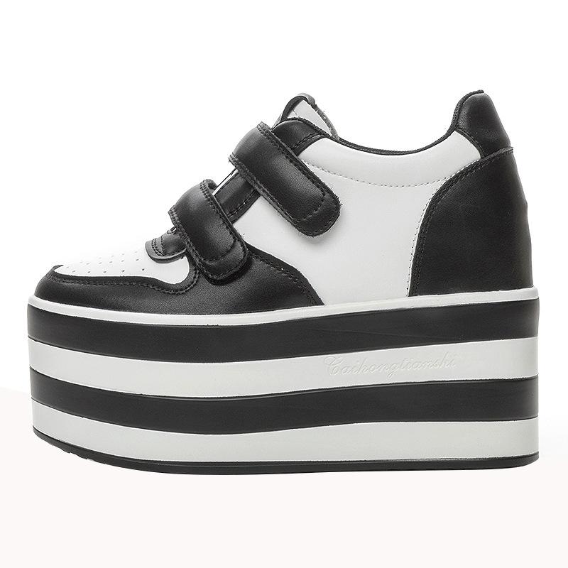 Super High Heel Platform White Shoes Women's Spring and Autumn 2025 New Casual Muffin Shoes Velcro Single Shoes Women's Tide