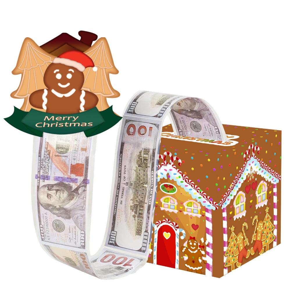 Pull Out Christmas Money Box Christmas Tree With 50pcs Transparent Bags Cash Pull Gift Boxs Snowman Santa Surprise Gift Boxes