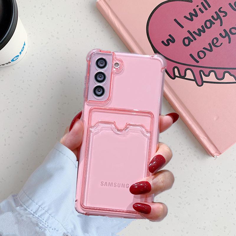 Clear Card Slot Case for Samsung S26U/S24/S25/A57/A16/Note20 - Full Coverage Soft Silicone Protection