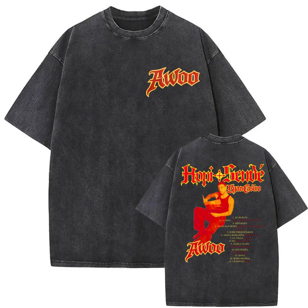 Rapper Ryan Castro Sende Album Tour Cover T Shirt Men Women Fashion Hip Hop Vintage Washed Tshirts Comfort Cotton T Shirts
