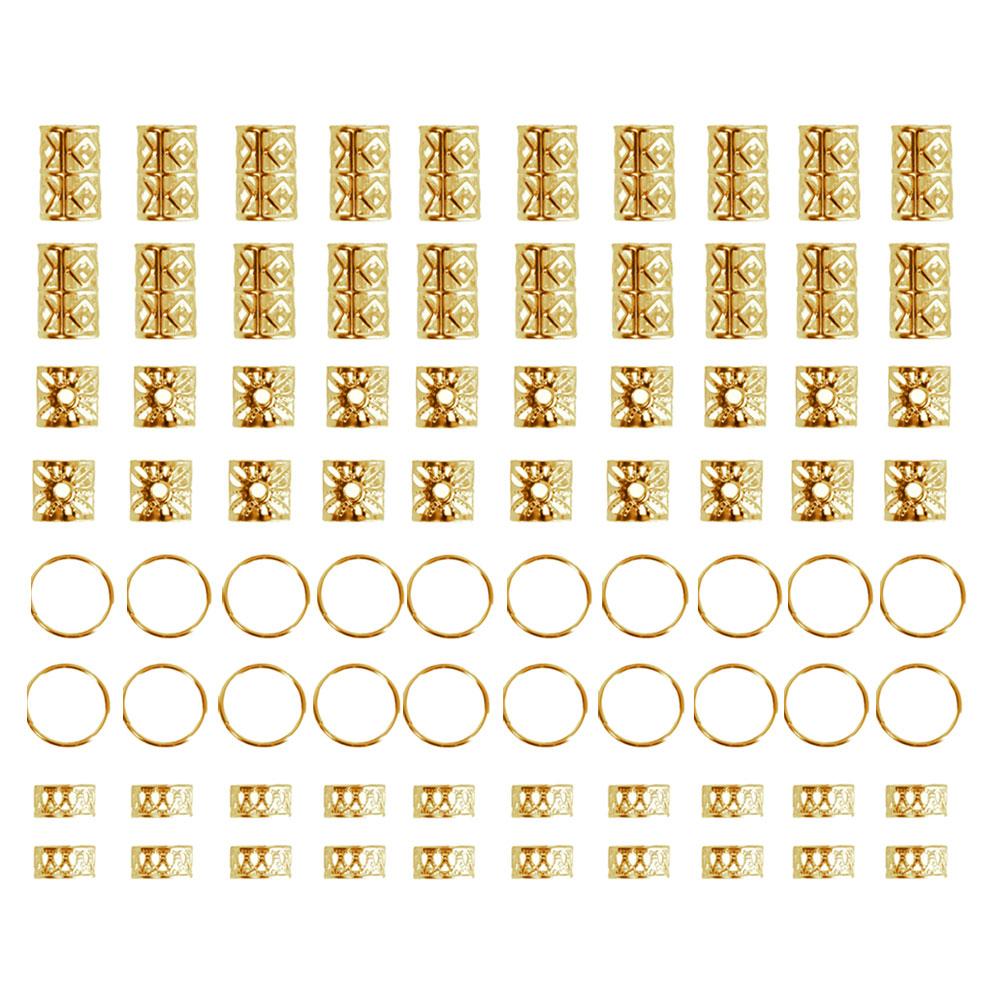 

80 шт. Бусины для дредов, сплав, полые кольца для плетения волос для девочек, женщин, стильные украшения для волос, локи для косичек, аксессуары для волос золотой