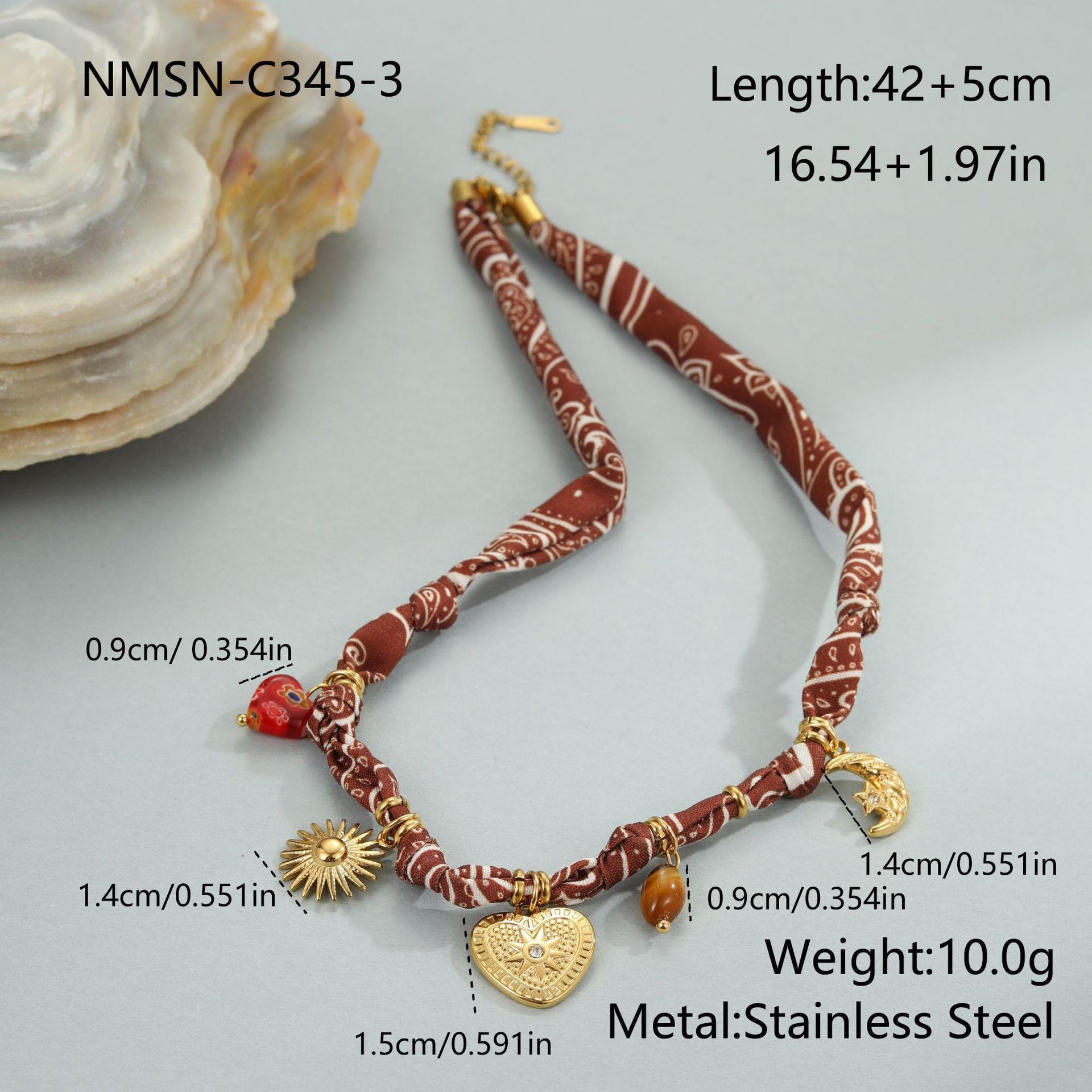 GEMCHIC Women s Fashion Resort Style Ribbon Heart Pendant Stainless Steel Necklace Set with Bracelet