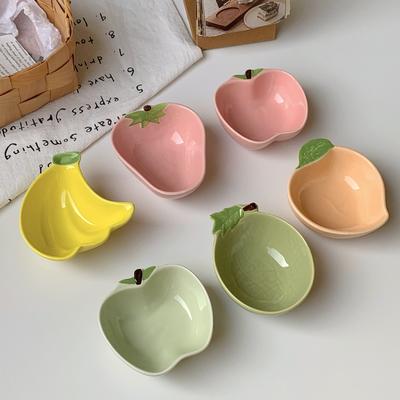 Cute Fruit Plate Household Underglaze Small Condiment Dish Ceramic Soy Sauce Vinegar Hot Pot Barbecue Dipping Snack Plate