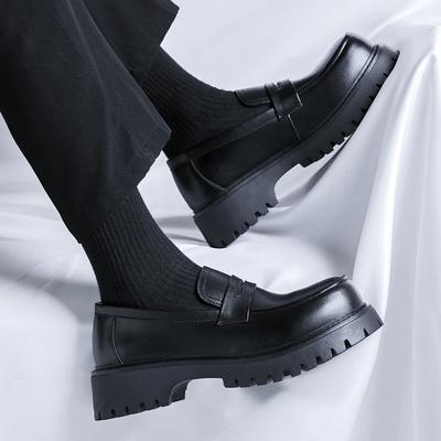 Outdoor Thick Bottom Mens Slip On Flats Casual Leather Male Loafers Comfortable Classic Dress Footwear Punk Style Driving Shoes