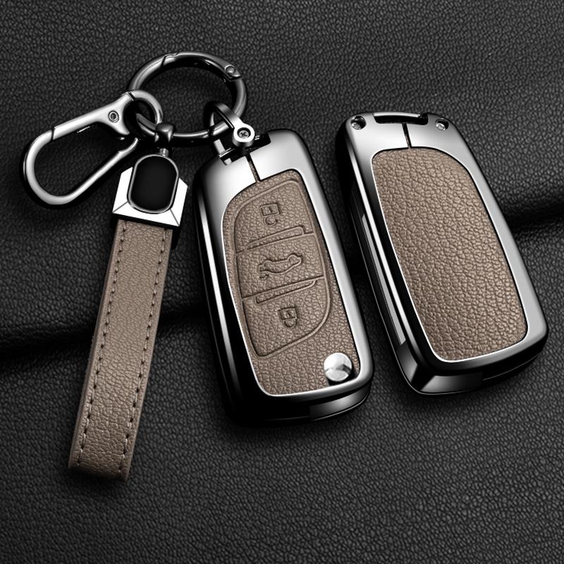 Zinc Alloy Leather Car Key Case Key Bag For Peugeot 308 3008 206 307 207 208 407 508 2008 5008 107 106 Shell Holder Protector