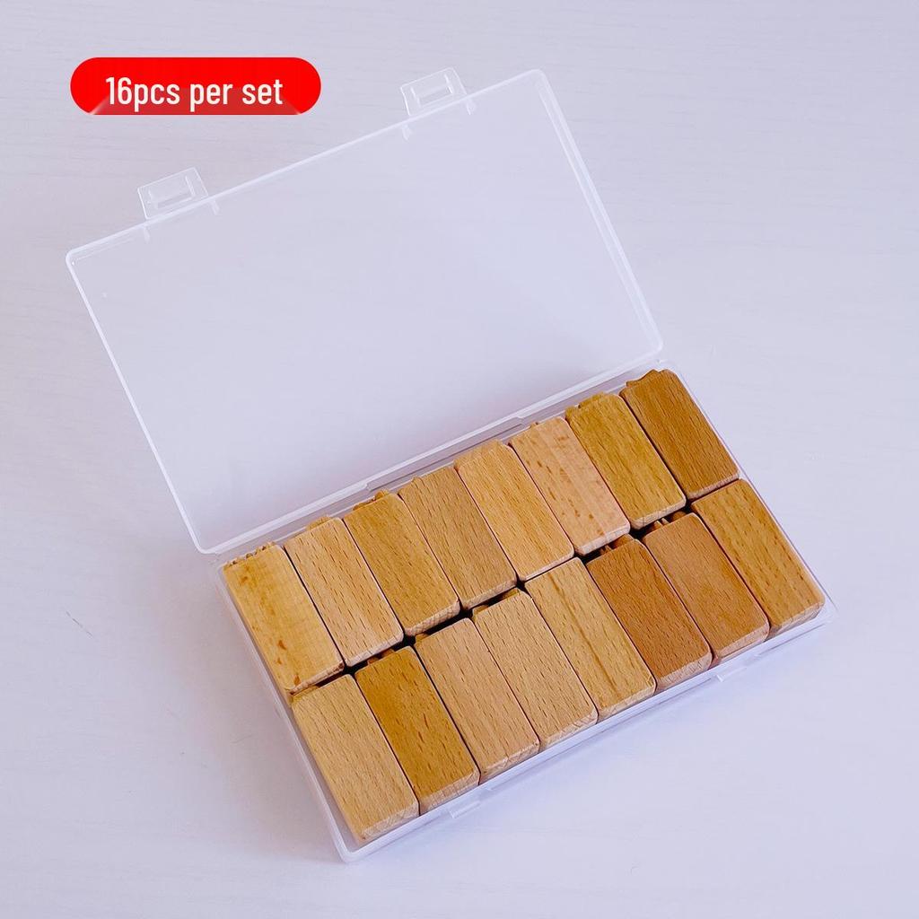 16-Piece Solid Wood & Ceramic Sculpture Tool Set: Mooncake Texture Mold Stamps - Creative Shapes