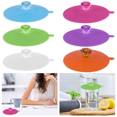 6 Tapas de Vaso Resistentes al Calor de Silicona Multiusos con Pedrería