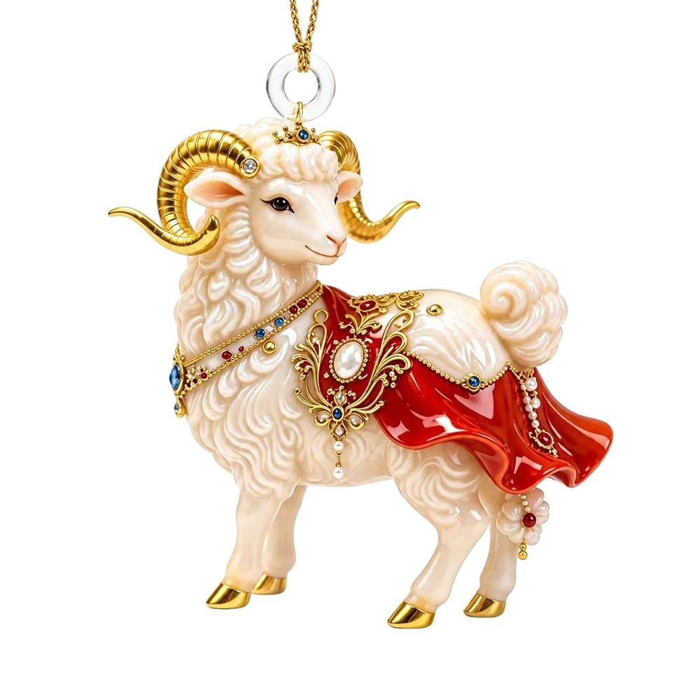 Ornamenti Appesi Capra Brillante Decorazione Animale Piatta 2D Nuova Portachiavi Decorazione Festa Festiva