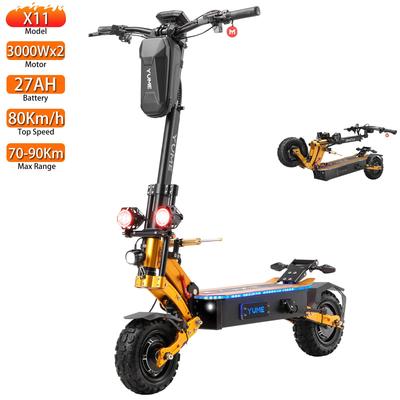 Electric Scooter YUME 11" 3000Wx2 Motor Full Suspension Off Road Electric Scooter 60V 27AH Color LCD Screen Top Speed 80Km/h With NFC X11