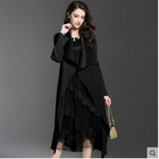 

2025 Европейская и американская осень-зима 2025 года. Длинная плиссированная женская ветровка-накидка в стиле Мияке One Size чёрный