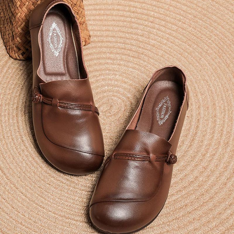 New Style Mother Shoes Genuine Leather Flats Shoes Soft Soles Comfortable Spring Autumn Women Shoes Leather Loafers WSH5242