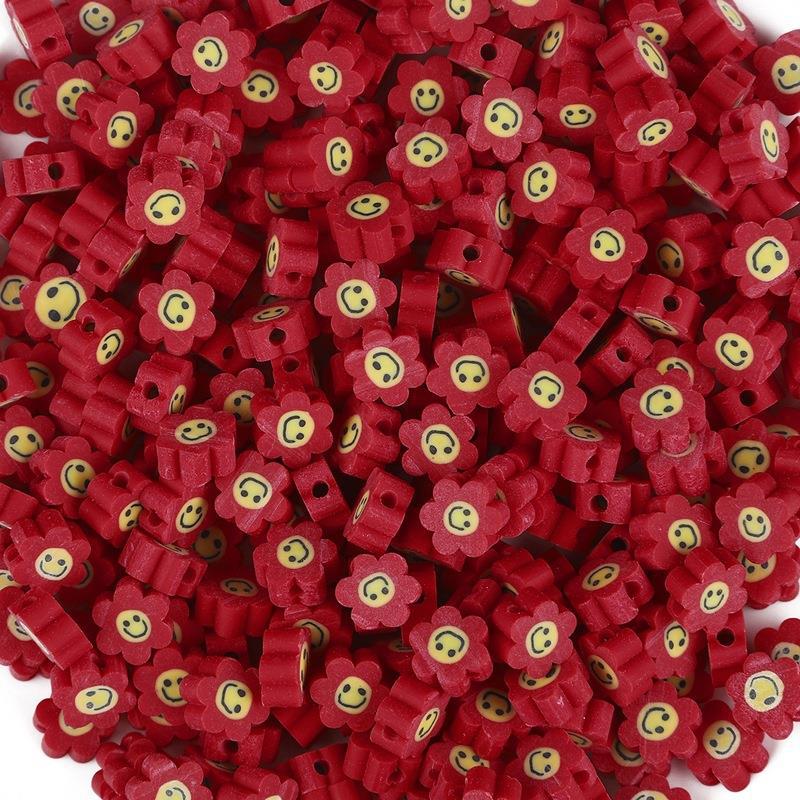 Colorful Sunflower Smiley Face Polymer Clay Beads for DIY Earring and Jewelry Making