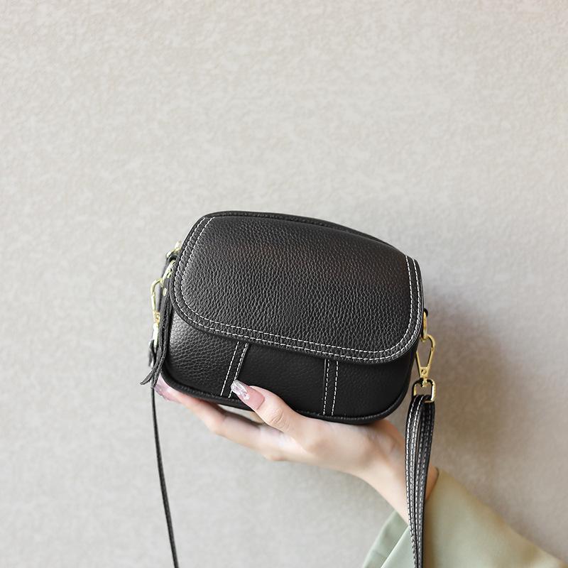 Women's bag, genuine leather mini shoulder bag, new fashionable versatile cowhide messenger bag, bag can be printed with logo to change size